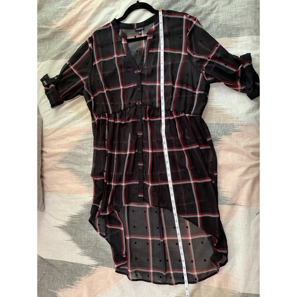 Torrid Plaid Sheer Chiffon Hi-Lo Babydoll Tunic 0X - Picture 8 of 9